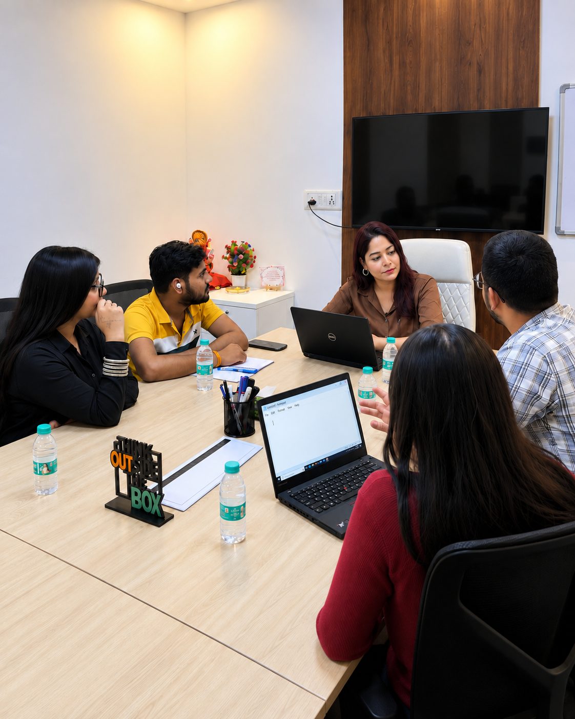 Team collaboration in a meeting room